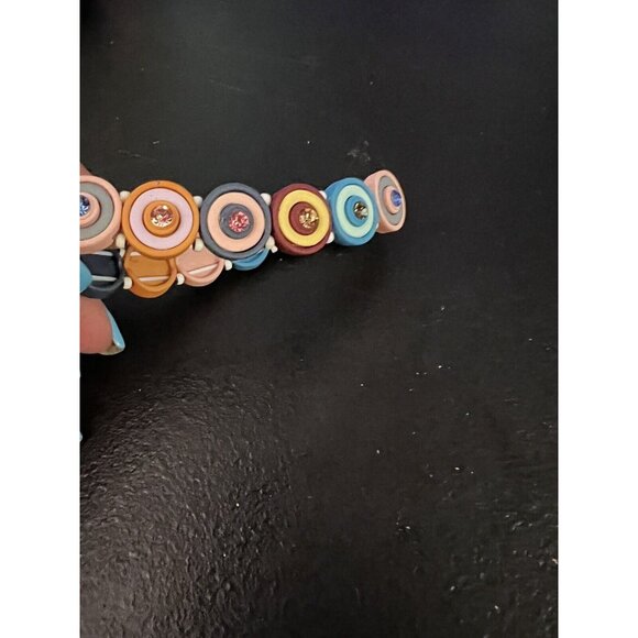 Multicolor Rhinestones Rubber over Metal Strechy Bracelet - Picture 4 of 6